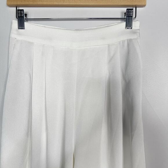 Talulah S White Pleated Wide Leg Pants Trousers Pockets High Waist Lightweight - Picture 5 of 11